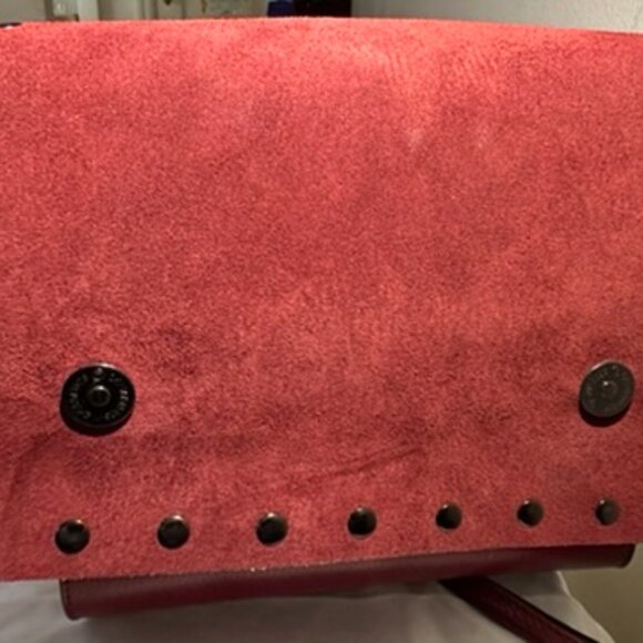 Red Pebbled Leather Crossbody Bag with Studded Detailing - Picture 8 of 8